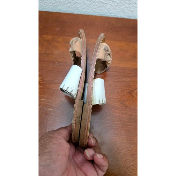 Soludos Women Braided Leather Slip-On Sandals Size 6Tan White - Picture 6 of 9